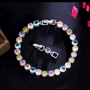 - Gorgeous diamond finish multicolor swarovski elements 7mm bracelet